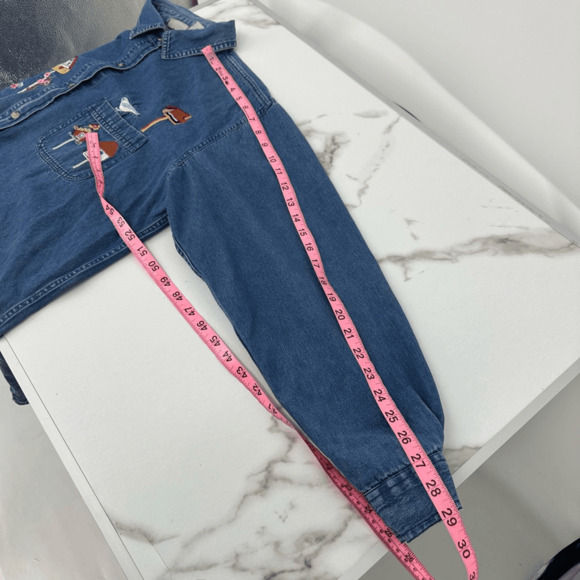 Vintage 90s Cabin Creek Denim Shirt Size L Bird House Embroidery Cottage Boho - Picture 7 of 12